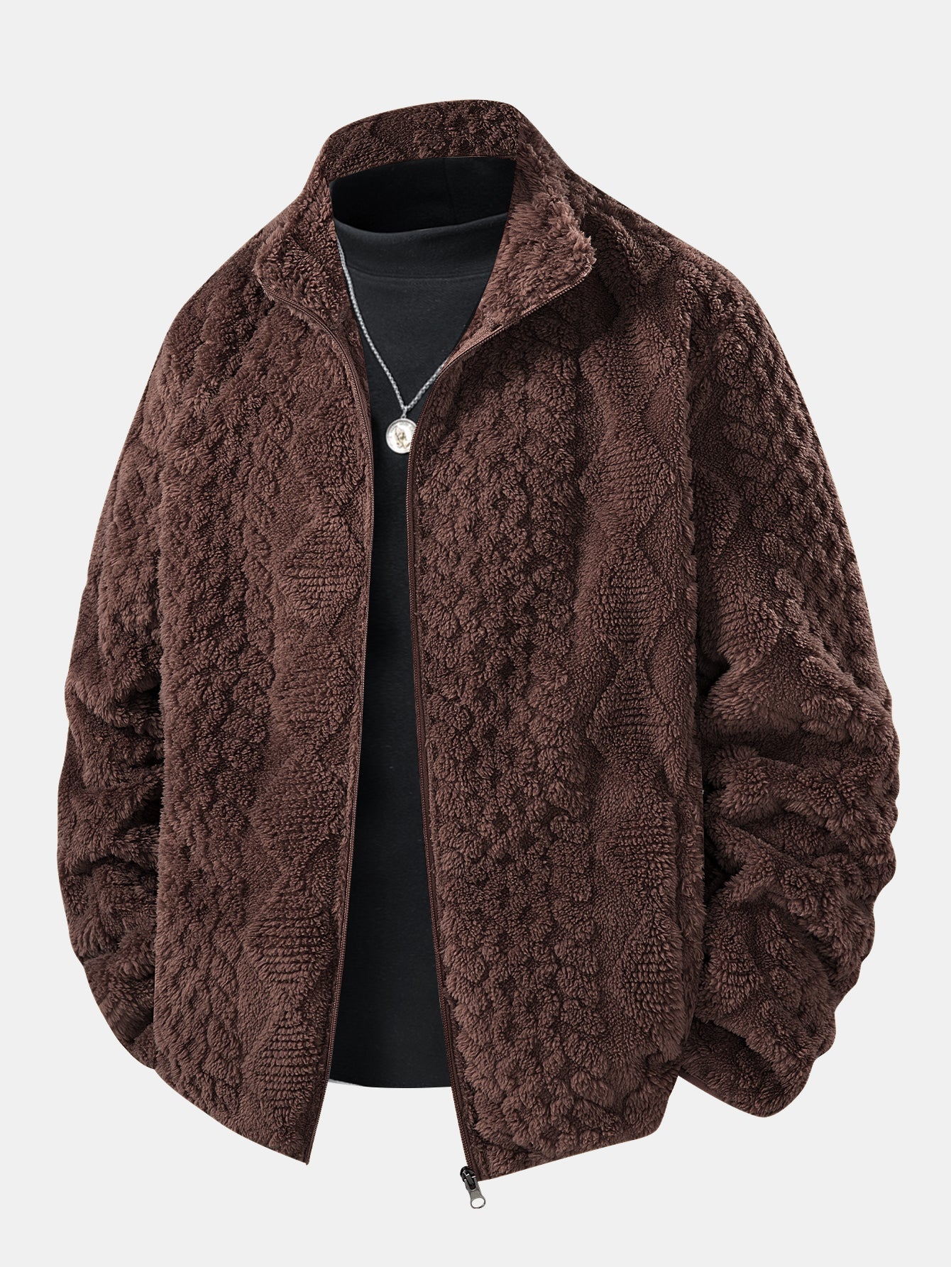 Giacca “Geometric Jacquard” Foderata in Teddy – Regular Fit